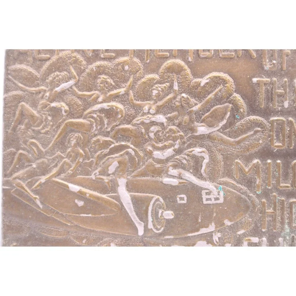 Vintage Brass One Mile High Club Belt Buckle 1st Class Private Edt Made in USA
